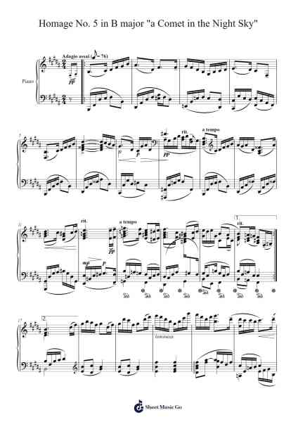 Homage No. 5 in B major "a Comet in the Night Sky" Sheet Music by Mason Ma-Arr.Hedbill