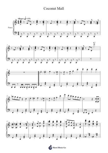 Coconut Mall Sheet Music by Ryo Nagamatsu-Arr.Toutchill