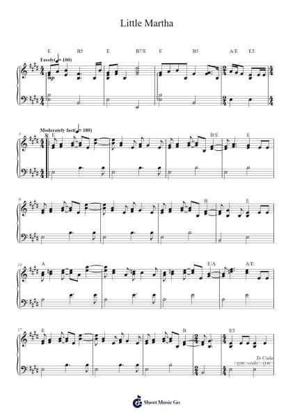 Little Martha Sheet Music by The Allman Brothers Band-Arr.Brucefe Payjim