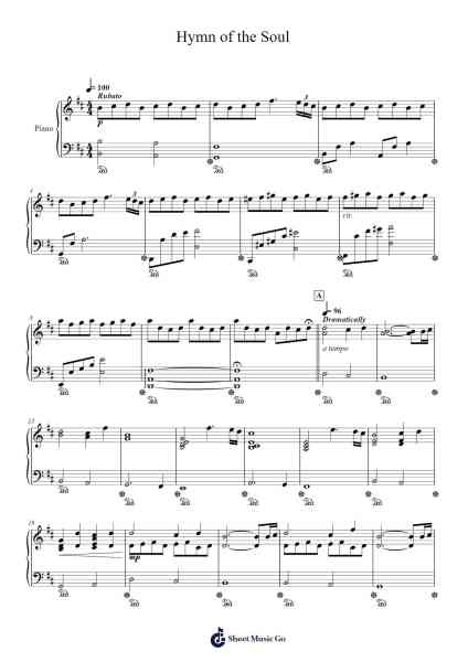 Hymn of the Soul Sheet Music by Masashi Meguro-Arr.Davebel