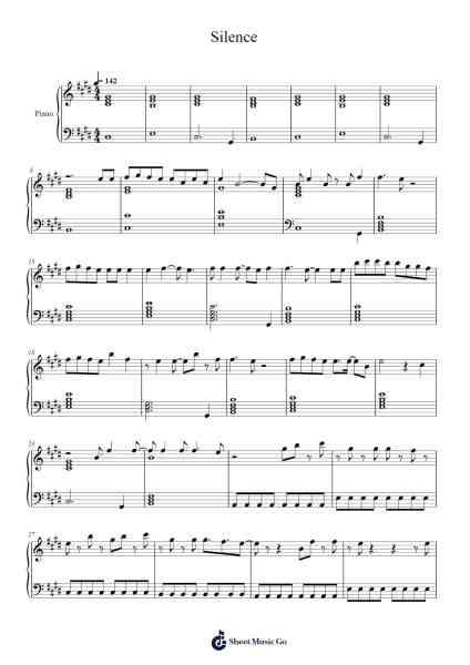 Silence Sheet Music by Marshmello-Arr.Junegia Wato