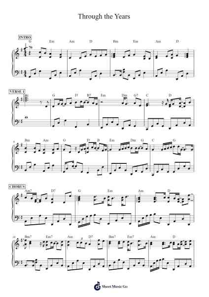 Through the Years Sheet Music by Kenny Rogers-Arr.Rusmike Hudje