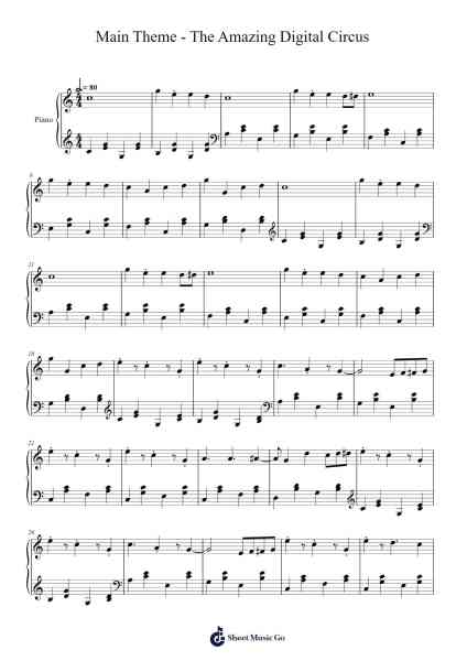 Main Theme - The Amazing Digital Circus Sheet Music by Lizbill-Arr.Kelins Woothe