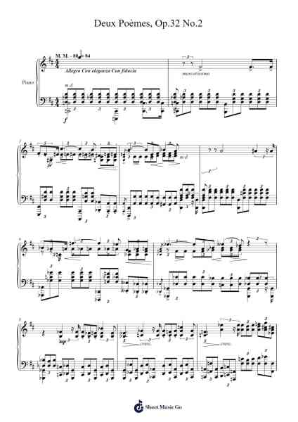 Deux Poèmes, Op. 32 No. 2 Sheet Music by Alexander Scriabin-Arr.Murtus Bertcrofts