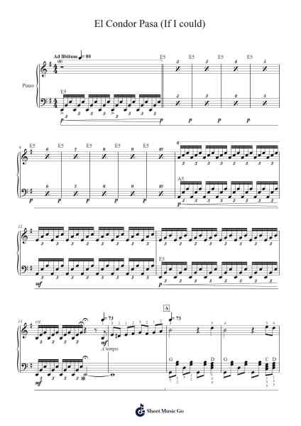 El Condor Pasa (If I could) Sheet Music by Daniel Alomía Robles-Arr.Milesbloor
