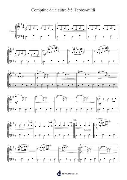 Comptine d'un autre été, l'après-midi Sheet Music by Yann Tiersen-Arr.Bloorvogt