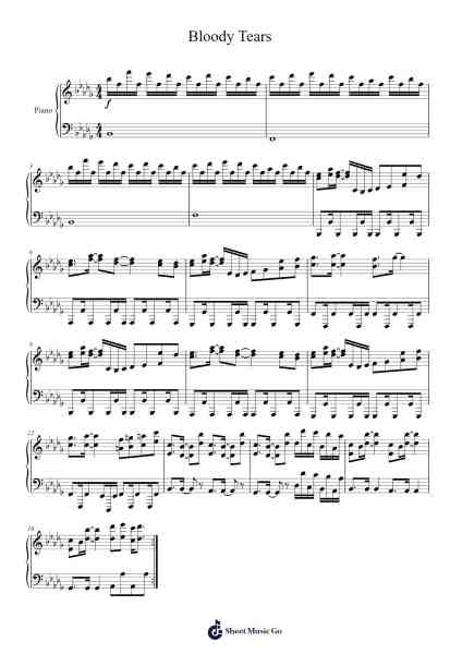 Bloody Tears Sheet Music by -Arr.Polriah