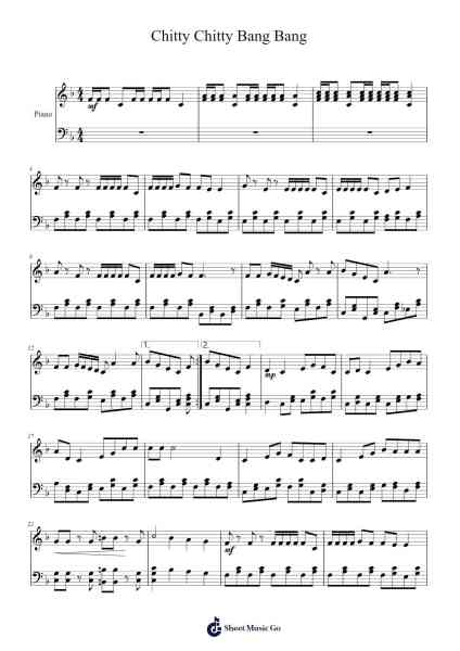 Chitty Chitty Bang Bang Musica per pianoforte di Sherman Brothers - Arr.Minmeg Bobfax