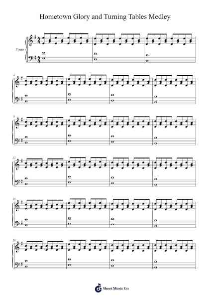 Hometown Glory and Turning Tables Medley Sheet Music by Adele-Arr.Molden
