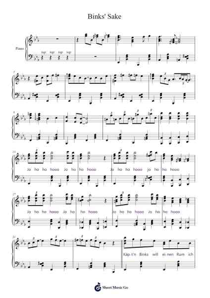 Binks' Sake Sheet Music by Brook (JOHOHOHOHO!)-Arr.Kelthea