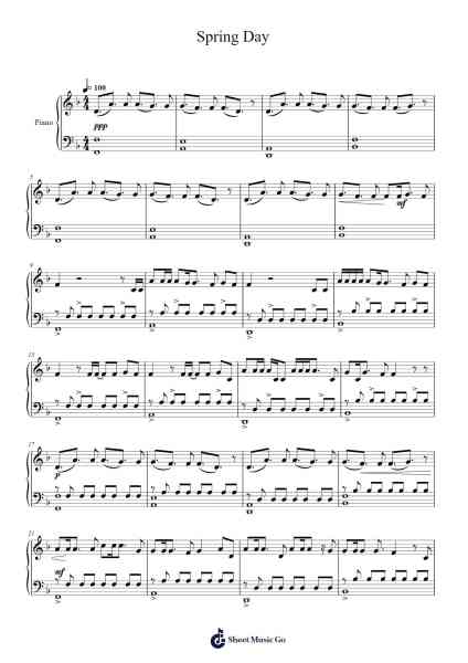 Spring Day Sheet Music by BTS-Arr.Milesbloor