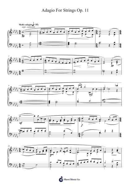 Adagio for Strings, Op. 11 Sheet Music by Samuel Barber-Arr.Lupeg
