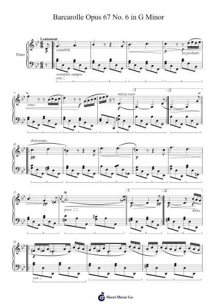 Barcarolle in G Minor, Op. 67, No. 6 Sheet Music by Charles-Valentin Alkan-Arr.Rooven