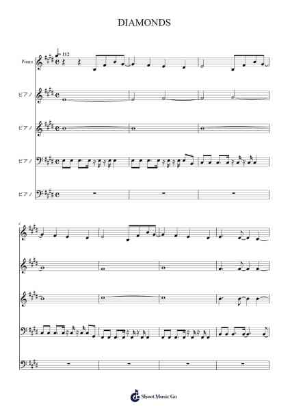 DIAMONDS Sheet Music by プリンセスプリンセス-Arr.Bairdbian Lystan