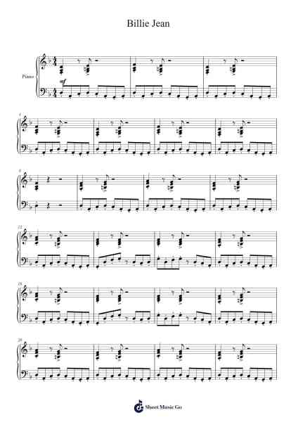 Billie Jean Sheet Music by Michael Jackson-Arr.Uvey