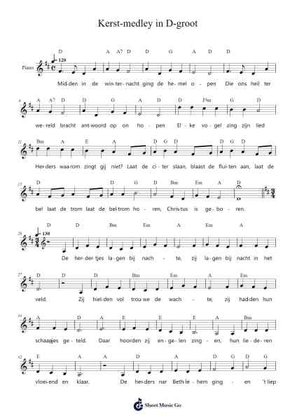 Kerst-medley in D-groot Sheet Music by Adeler-Arr.Duttcash Cornie