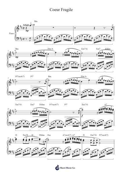 Coeur Fragile Sheet Music by PAUL DE SENNEVILLE-Arr.Mattvelt