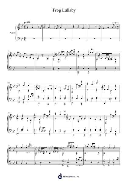 Frog Lullaby Sheet Music by undefined-Arr.Bulgy Boylebaird