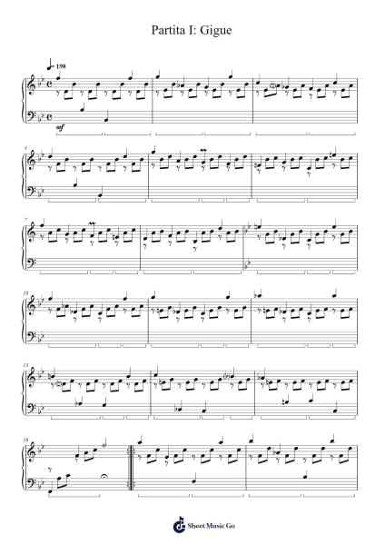 Partita I: Gigue Sheet Music by undefined-Arr.Bloorgrace Springa