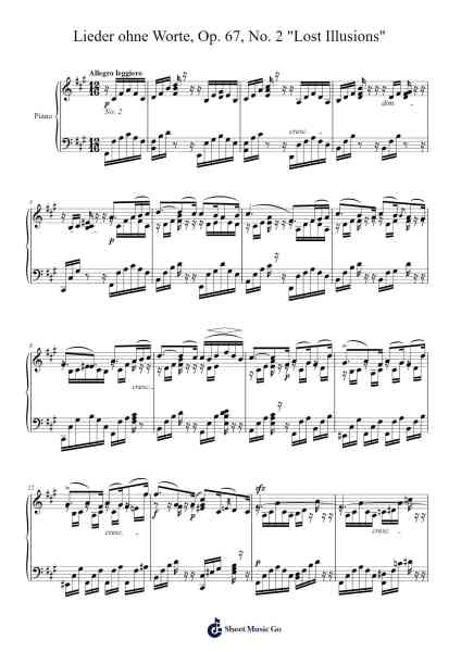 Lieder ohne Worte, Op. 67, No. 2 "Lost Illusions" Sheet Music by Felix Mendelssohn-Arr.Elroygale Whvan