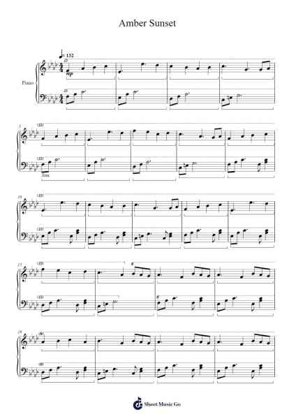 Amber Sunset Sheet Music by Cort The Pianist-Arr.Puldair