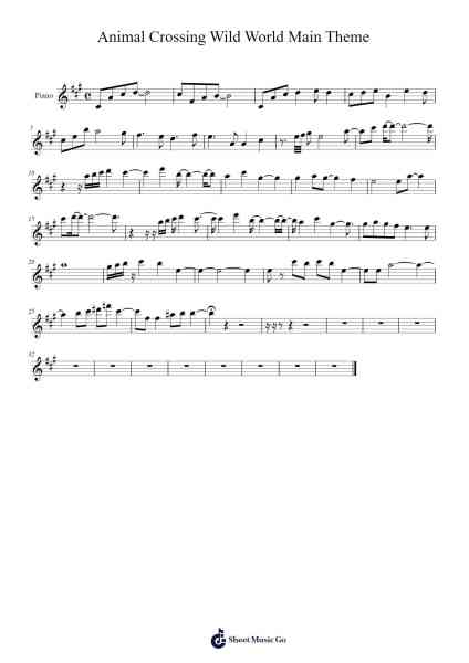 Animal Crossing Wild World Main Theme Sheet Music by Nintendo-Arr.Leolop Faypys