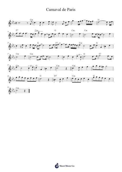 Carnaval de Paris Sheet Music by Dario G-Arr.Wilheljones