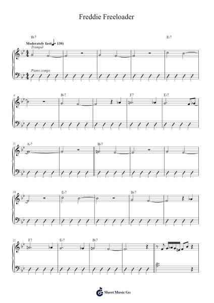 Freddie Freeloader Sheet Music by Miles Davis-Arr.Dolpham