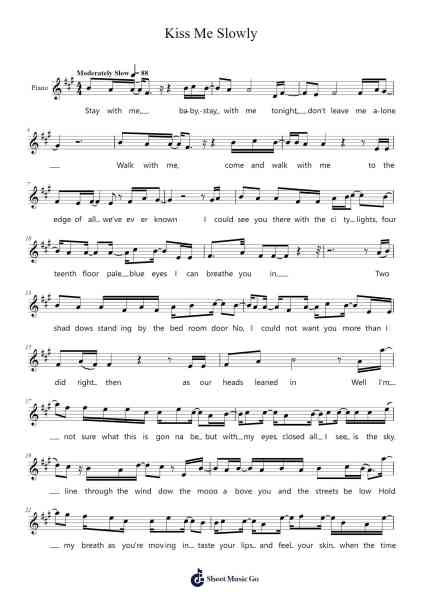 Kiss Me Slowly Sheet Music by Will Anderson/Dave Haywood/Charles Kelley-Arr.Churmike