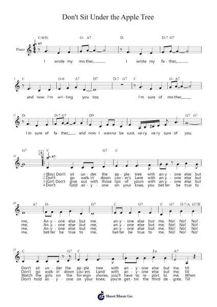 Don't Sit Under the Apple Tree Sheet Music by Sam H. Stept/Lew Brown/Charlie Tobais-Arr.Sibylmos Fordridge