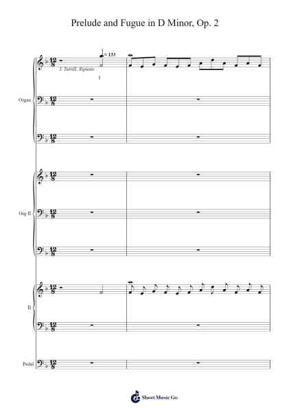 Prelude and Fugue in D Minor, Op. 2 Sheet Music by Daitrid Piersliam-Arr.Colbard Ramsdick