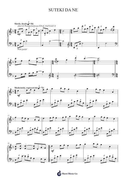 Suteki da ne Sheet Music by Nobuo Uematsu-Arr.Bridmay