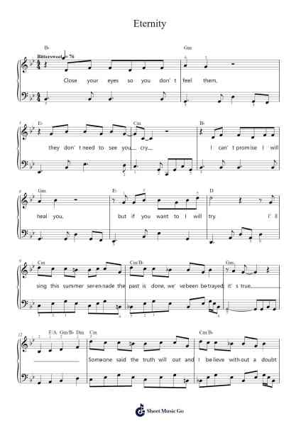 Eternity Sheet Music by Robbie Williams-Arr.Beckfey Earlnice
