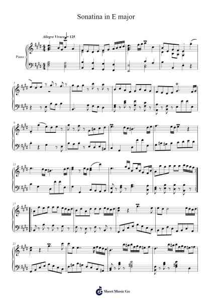 Sonatina in E major Sheet Music by Riccardo Collu-Arr.Hedbraith