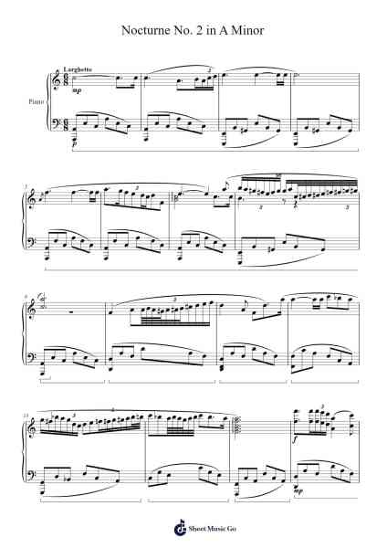Piano Nocturne No. 2 in A Minor Sheet Music by Lizthia Bruleigh-Arr.Sainsthea Flind