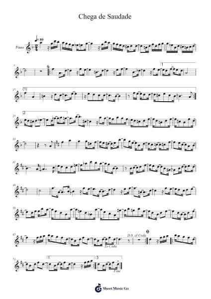 Chega de Saudade Sheet Music by Tom Jobim-Arr.Wanje Phoefra