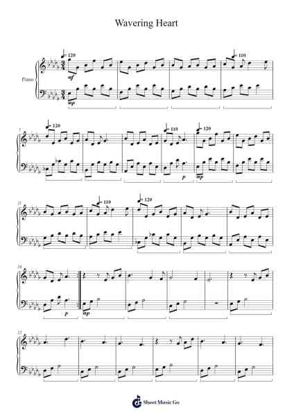 Wavering Heart Sheet Music by Akira Kosemura-Arr.Fanses Tabyoung
