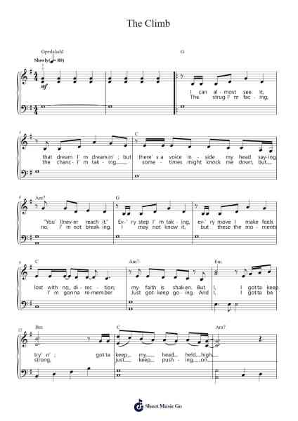 The Climb Sheet Music by Miley Cyrus-Arr.Roxantab Mushaw