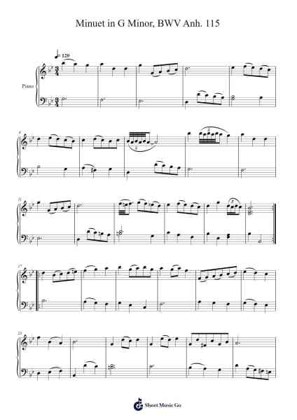 Minuet in G Minor, BWV Anh. 115 Sheet Music by Christian Petzold-Arr.Gisbey Gregbins
