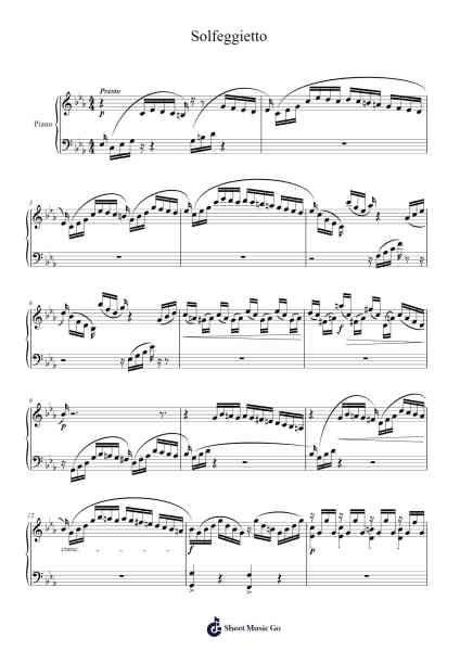 Solfeggietto Sheet Music by Carl Philipp Emanuel Bach-Arr.Blitheclough