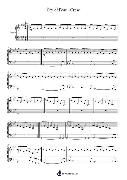 Cry of Fear - Crow Sheet Music by Andreas Rönnberg-Arr.Mollpag