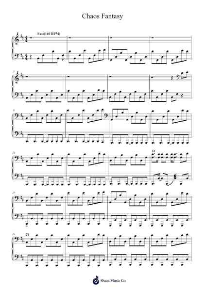Chaos Fantasy Sheet Music by ParagonX-Arr.Doyvan Kipholmes