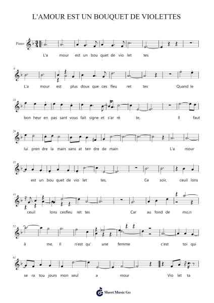 L'AMOUR EST UN BOUQUET DE VIOLETTES Sheet Music by Francis Lopez-Arr.Pehall