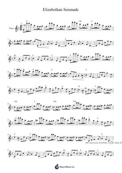 Elizabethan Serenade Sheet Music by Robert Binge-Arr.Launor