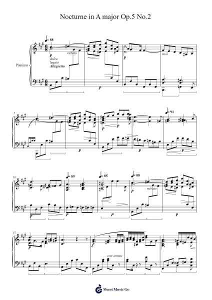Nocturne in A major Op.5 No.2 Sheet Music by Alexander Scriabin-Arr.Verbald Jackpound