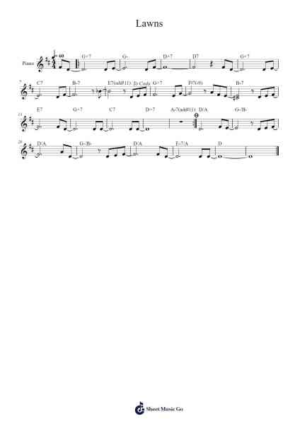 Lawns Sheet Music by Carla Bley-Arr.Pulborg Ridean