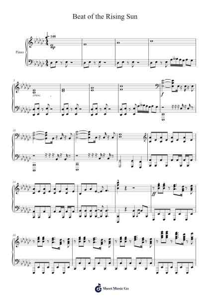 Beat of the Rising Sun Sheet Music by ZianTurner-Arr.Brookjoy