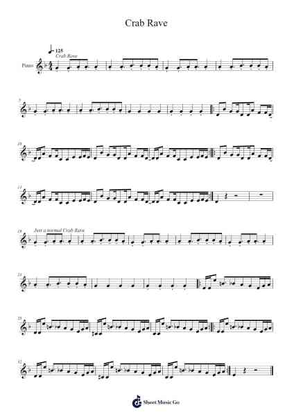Crab Rave Sheet Music by undefined-Arr.Nickkirk Inje