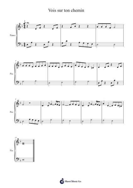 Vois sur ton chemin Sheet Music by Bruno Coulais-Arr.Deirmand