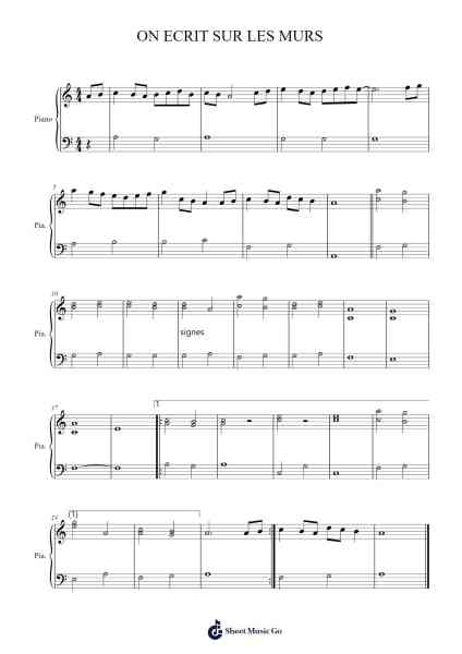 ON ECRIT SUR LES MURS Sheet Music by undefined-Arr.Davehan